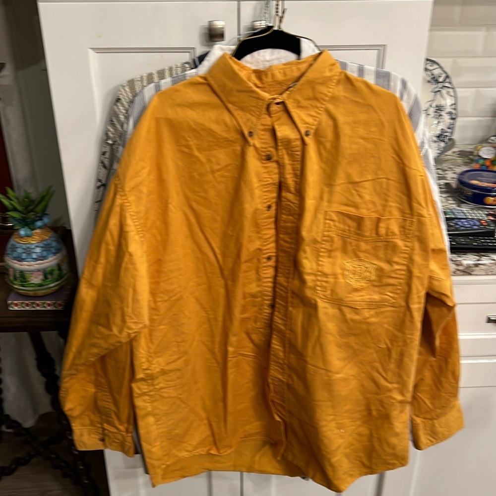 Bugle boy company XL long sleeve button down shirt mustard color retro vintage